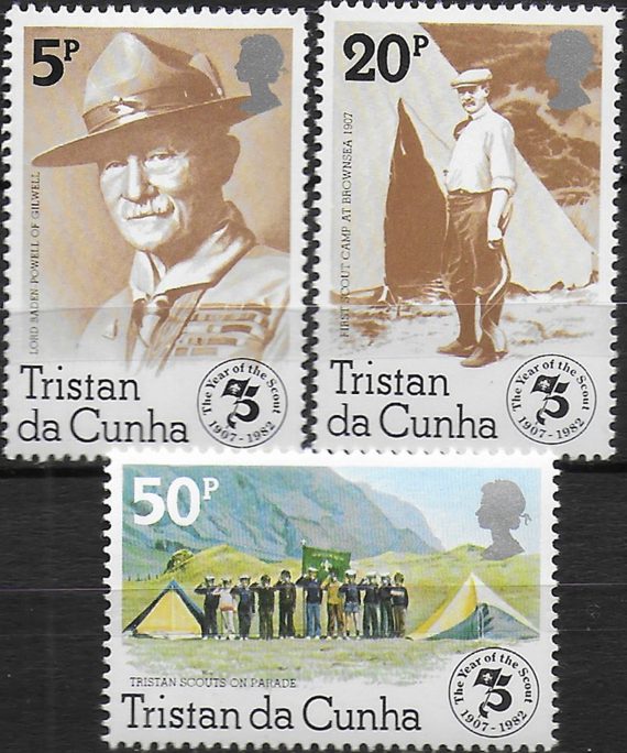 1982 Tristan da Cunha 75th Scouts 3v. MNH Yv n. 314/16