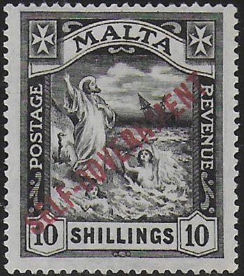 1922 Malta St Paul 10s. SELF-GOVERNEMENT MNH SG n. 121