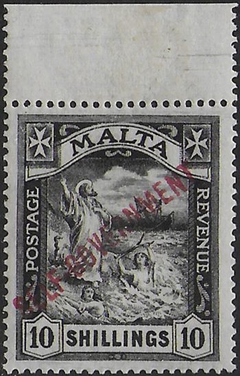 1922 Malta St Paul 10s. SELF-GOVERNEMENT bf MNH SG n. 121