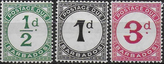 1934-47 Barbados Postage Due 3v. MNH SG n. D1/D3