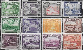 1938/52 British Guiana George VI 12v. MNH SG n. 308a/19