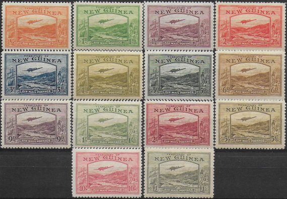 1939 New Guinea airmail Bololo 14v. MNH SG n. 212/25