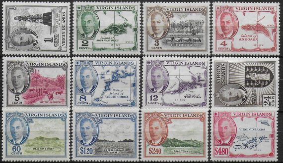 1952 British Virgin Islands George VI 12v. MNH SG n. 136/47