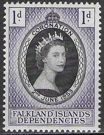 1953 Falkland Islands Dependencies Coronation 1v. MNH Michel n. 18