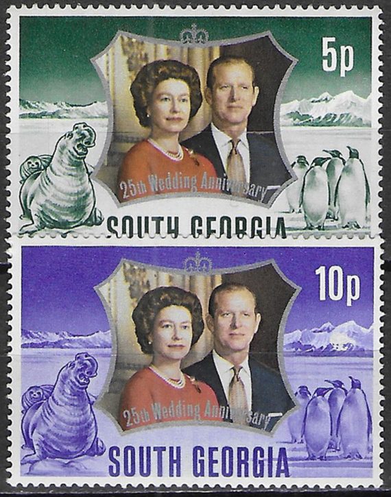 1972 South Georgia royal silver wedding 2v. MNH Michel n. 43/44