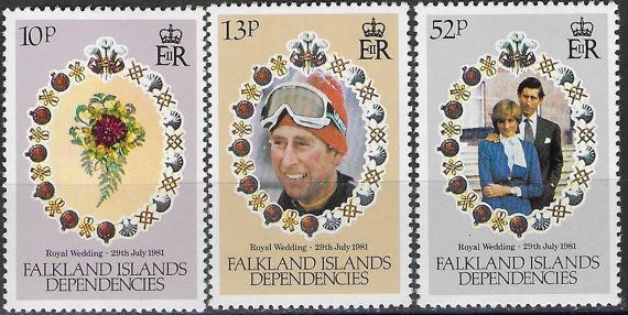 1981 Falkland Islands Dependencies Royal wedding 3v. MNH Michel n. 99/101