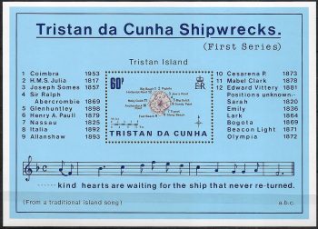 1985 Tristan da Cunha Islans shipwrecks MS MNH Y&T n. 17