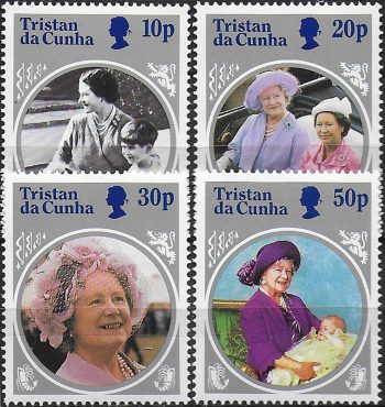 1985 Tristan da Cunha 85th Queen Mother 4v. MNH Y&T n. 369/72