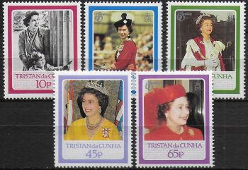 1986 Tristan da Cunha 60th Birthday of Elizabeth II 5v. MNH Y&T n. 384/88