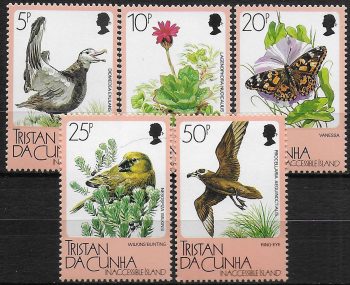 1986 Tristan da Cunha Fauna and flora 5v. MNH Y&T n. 394/98