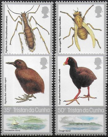 1987 Tristan da Cunha Insects and birds 4v. MNH Y&T n. 399/402