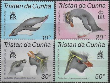 1987 Tristan da Cunha Manchot penguins 4v. MNH Y&T n. 406/09