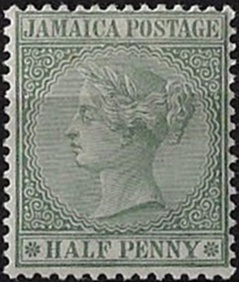 1885 Jamaica Victoria ½d. green MNH SG n. 16a