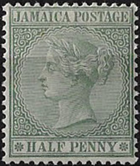 1885 Jamaica Victoria ½d. green MNH SG n. 16a