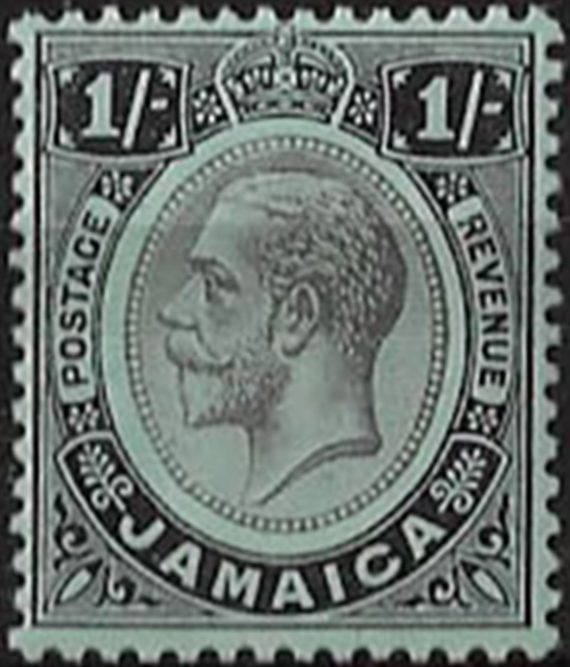 1915 Jamaica George V 1s. white back MNH SG n. 65a