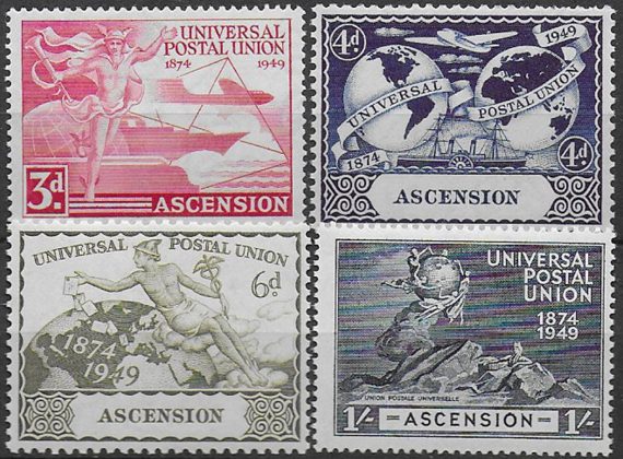 1949 Ascension UPU 75th Anniversary 4v. MNH SG n. 52/55