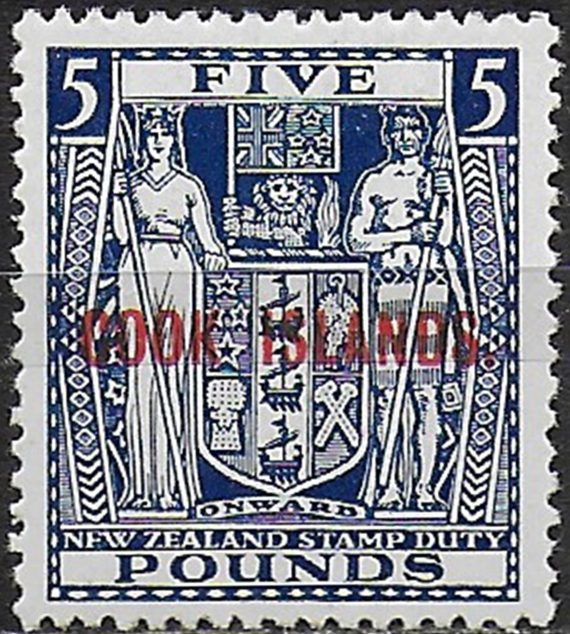 1954 Cook Islands £5 indigo-blue optd MNH SG n. 136w