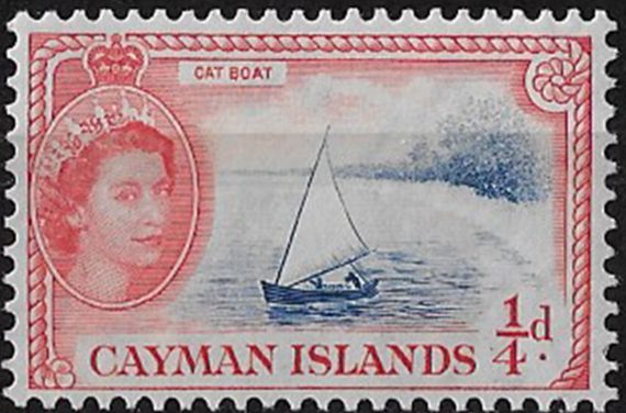 1956 Cayman 1?4d. bright blue and rose-red MNH SG n. 148a