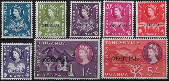 1960 Kenya Uganda e Tanganyika OFFICIAL 8v. MNH SG n. O13/O20