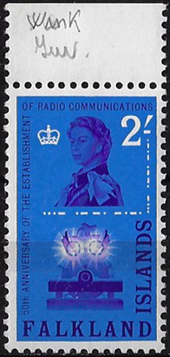 1962 Falkland Islands Radio Comunications 2s. Wmk inv. MNH SG n. 210w