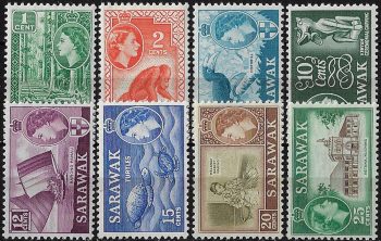 1964-65 Sarawak Elizabeth II 8v. W 12 MNH SG n. 204/11