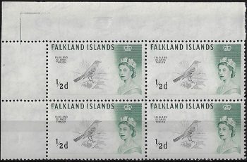 1966 Falkland Islands Austral Thrush H flaw variety MNH SG n. 227+227b