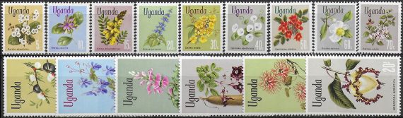 1969-74 Uganda Flowers 15v. MNH SG n. 131/45