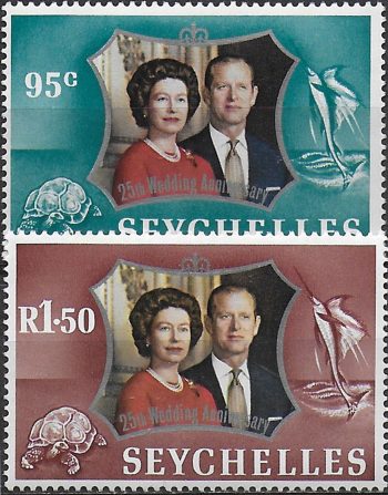 1972 Seychelles royal silver wedding 2v. MNH Stanley Gibbons n. 319/20