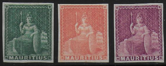 1859 Mauritius Queen Victoria 3v. MH SG n. 27/29
