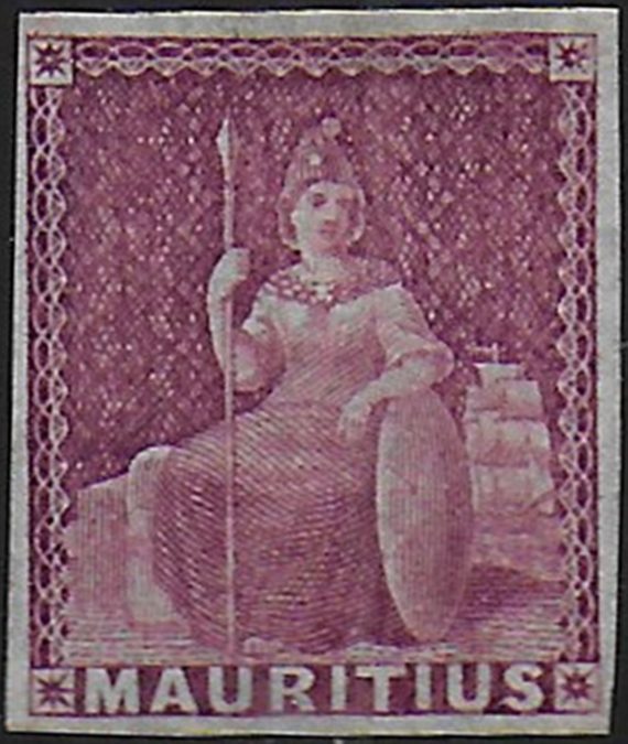 1859 Mauritius Queen Victoria 9d. dull magenta MH SG n. 29