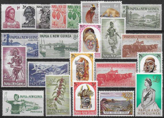 1958-64 Papua New Guinea ordinary stamps series 23v. MNH Y&T n. 18/40