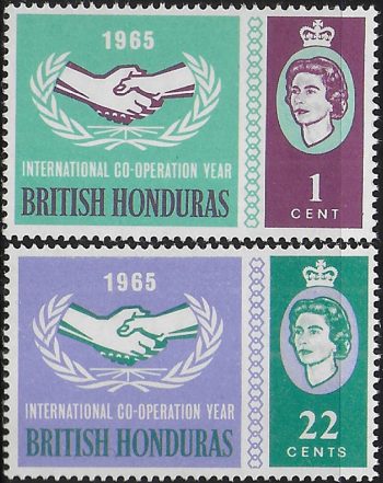 1965 British Honduras Co-operation Year 2v. MNH SG n. 222/23