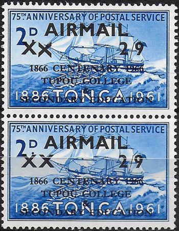 1966 Tonga Tupou College 2s.9d. on 2d. variety MNH SG n. 171/71a