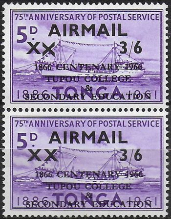 1966 Tonga Tupou College 3s.6d. on 5d. variety MNH SG n. 172/72a