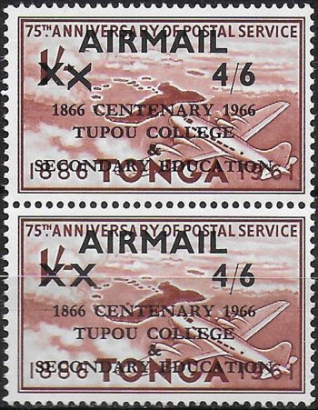 1966 Tonga Tupou College 4s.6d. on 1s. variety MNH SG n. 173/73a