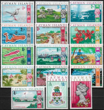 1969 Cayman Islands Pictorial 15v. MNH SG n. 222/36