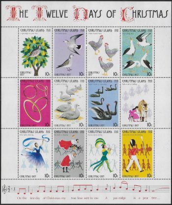1977 Christmas Island Twelve days of Christmas MS MNH Y&T n. 6
